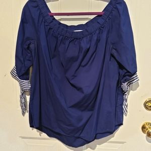 CROWN & IVY navy blue off shoulder top sz 1X